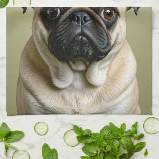 Pug Apple Theedoek (Gevouwen)