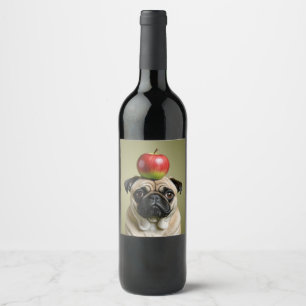 Pug Apple Wijn Etiket