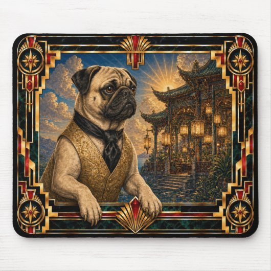 Pug, Art Deco-hond Muismat (Voorkant)