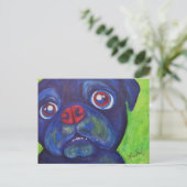 Pug Art "Pugslim enthousiasme" Briefkaart (Staand voorkant)