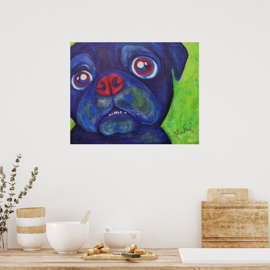 Pug Art "Pugslim enthousiasme" Poster (Keuken)