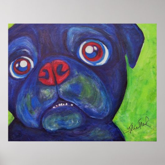 Pug Art "Pugslim enthousiasme" Poster (Voorkant)