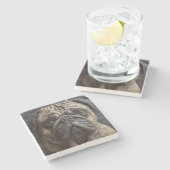 Pug Art Stenen Onderzetter (Zijkant)