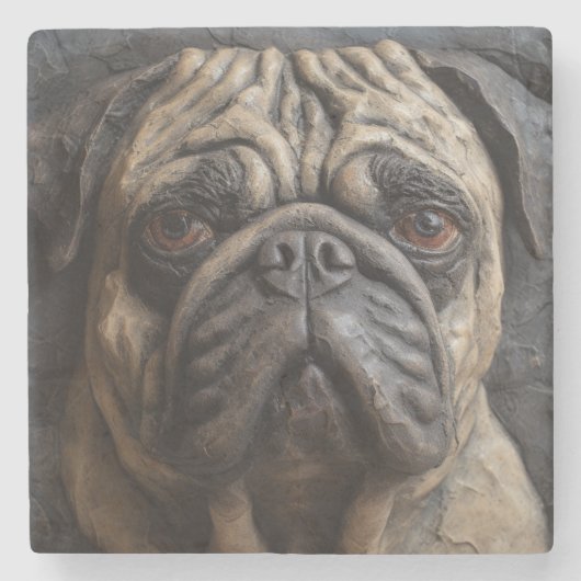Pug Art Stenen Onderzetter (Voorkant)