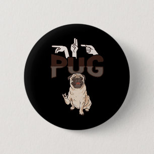 PUG ASL Handgebaar Doof Gehoorverlies Bewustzijn 1 Ronde Button 5,7 Cm