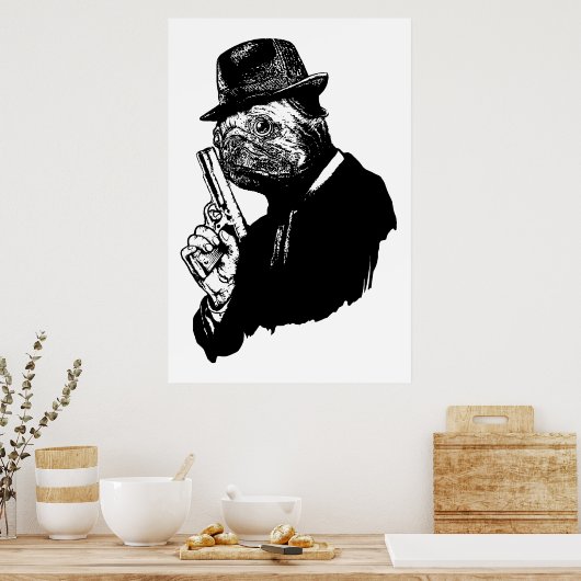 Pug Assassin Poster (Keuken)
