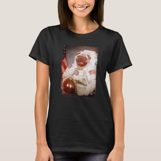 Pug Astronaut Moon Space Mission Animal Astronaut T-shirt (Voorkant)