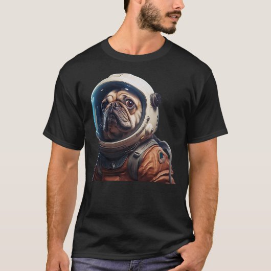 Pug Astronaut Space Dog Space Traveler Dog Moon Gi T-shirt (Voorkant)