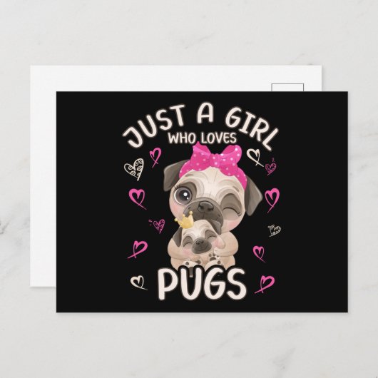 Pug Baby Foul is gewoon een meisje dat van pugs ho Briefkaart (Voorkant / Achterkant)