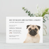 Pug Baby shower minimalistische uitnodiging (Staand voorkant)