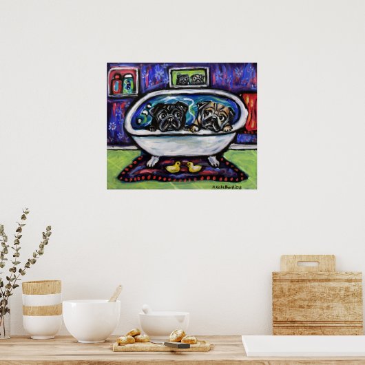 Pug-badtijd Poster (Keuken)