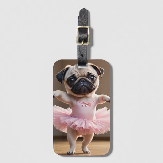 Pug Ballerina Bagagelabel (Voorkant (verticaal))