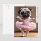 Pug Ballerina Briefkaart (Voorkant / Achterkant)