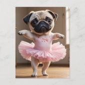 Pug Ballerina Briefkaart (Voorkant)
