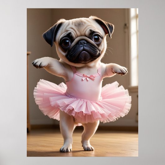 Pug Ballerina Poster (Voorkant)