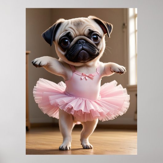Pug Ballerina Poster (Voorkant)