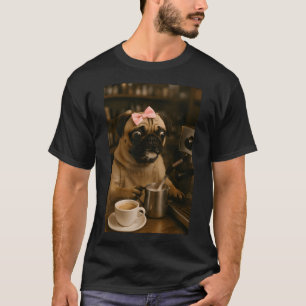 Pug Barista, Mooie Honden Kunst, Koffie Liefhebber T-shirt