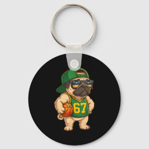Pug Basketbal Hond 67 Gen Alpha Slang Srts Mannen Sleutelhanger
