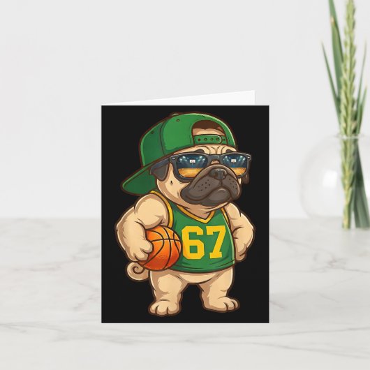Pug Basketball Dog 67 Gen Alpha Slang Srts Men Boy Kaart (Voorkant)