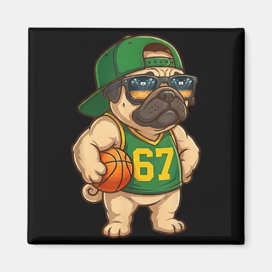 Pug Basketball Dog 67 Gen Alpha Slang Srts Men Boy Magneet (Voorkant)
