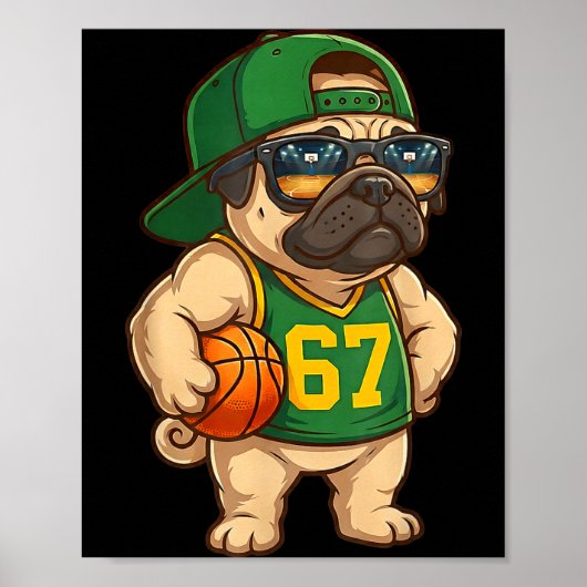 Pug Basketball Dog 67 Gen Alpha Slang Srts Men Boy Poster (Voorkant)