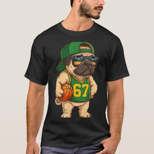 Pug Basketball Dog 67 Gen Alpha Slang Srts Men Boy T-shirt (Voorkant)