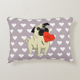 Pug be my Valentine Accent Kussen