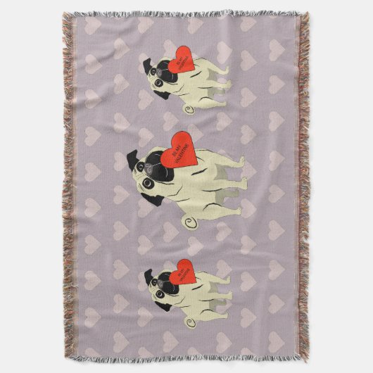 Pug be my Valentine Deken (Voorkant Verticaal)