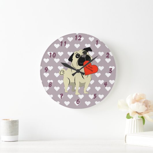 Pug be my Valentine Grote Klok (Huis)
