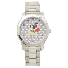 Pug be my Valentine Horloge