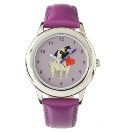 Pug be my Valentine Horloge