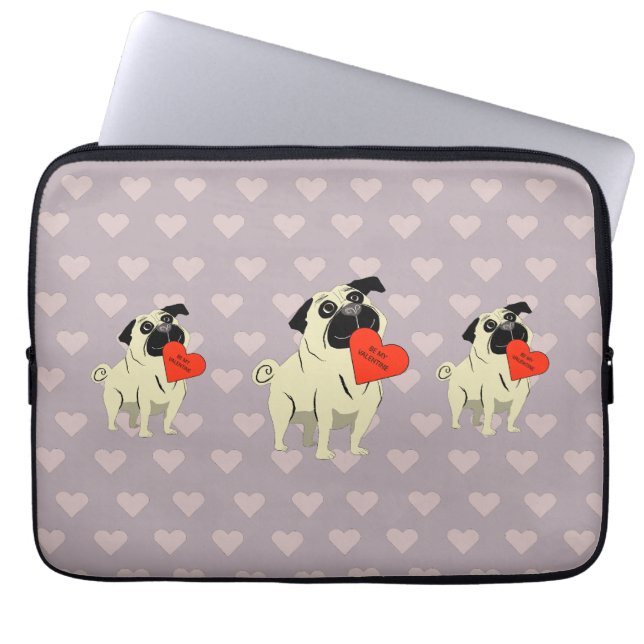 Pug be my Valentine Laptop Sleeve (Voorkant)