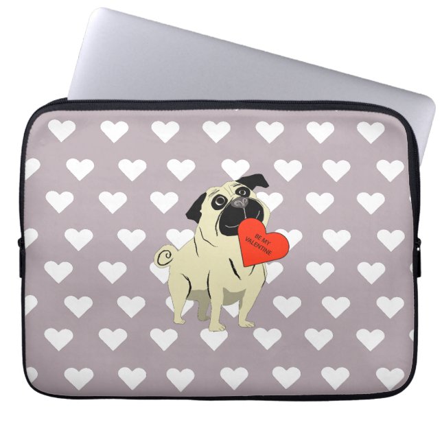 Pug be my Valentine Laptop Sleeve (Voorkant)