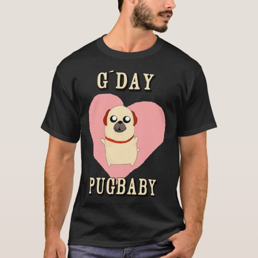 Pug-beerhondje met Hart T-shirt (Voorkant)