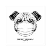 PUG BESCHERM JEZELF COVID19 WAARSCHUWING RUBBER ST RUBBERSTEMPEL (Afrduk)