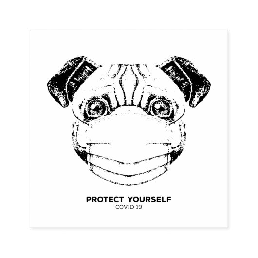 PUG BESCHERM JEZELF COVID19 WAARSCHUWING RUBBER ST RUBBERSTEMPEL (Afrduk)