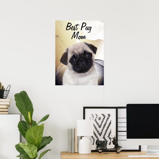 Pug Best Mama Poster (Thuiskantoor)