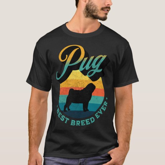Pug Beste Ras Ooit Funny Retro T-shirt (Voorkant)