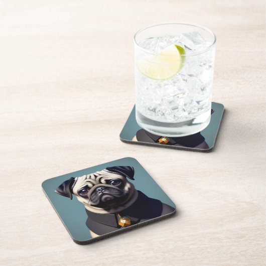 Pug Bier Onderzetter (Rechterzijde)