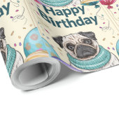 Pug Birthday Cadeaupapier (Rol Hoek)