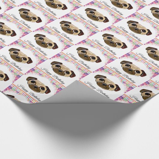 Pug Birthday Cadeaupapier (Hoek)