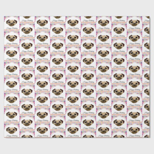 Pug Birthday Cadeaupapier (Vlak)