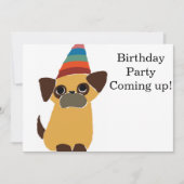 Pug Birthday Card Invite Kaart (Voorkant)
