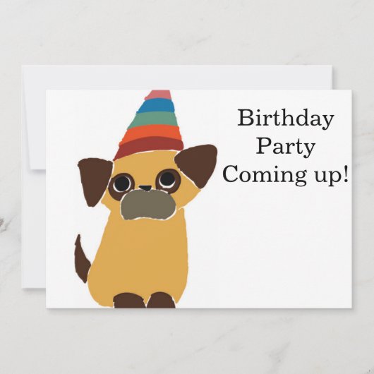 Pug Birthday Card Invite Kaart (Voorkant)