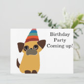 Pug Birthday Card Invite Kaart (Staand voorkant)