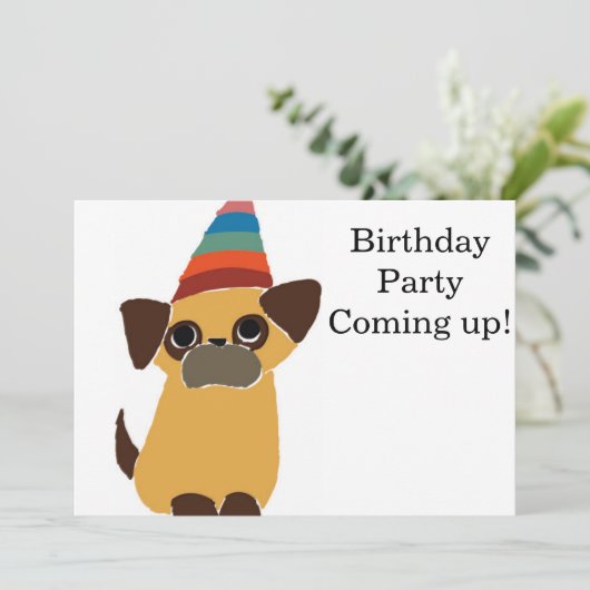 Pug Birthday Card Invite Kaart (Staand voorkant)