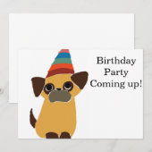 Pug Birthday Card Invite Kaart (Voorkant / Achterkant)