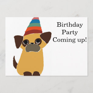 Pug Birthday Card Invite Kaart