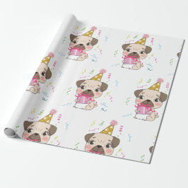 Pug Birthday Cute Dog Patroon Cadeaupapier