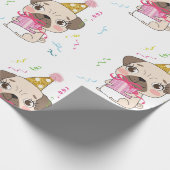 Pug Birthday Cute Dog Patroon Cadeaupapier (Hoek)